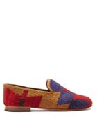 Artemis Design Shoes Zigzag Patterned Woven Kilim And Leather Loafers