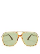 Matchesfashion.com Gucci - Squared Aviator Acetate Sunglasses - Mens - Multi