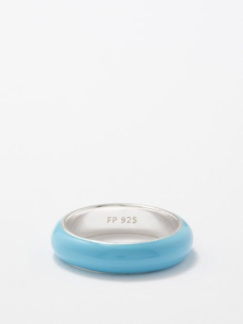 Fry Powers - Cloudless Sky Enamel & Sterling Silver Ring - Womens - Blue Multi