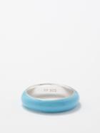 Fry Powers - Cloudless Sky Enamel & Sterling Silver Ring - Womens - Blue Multi