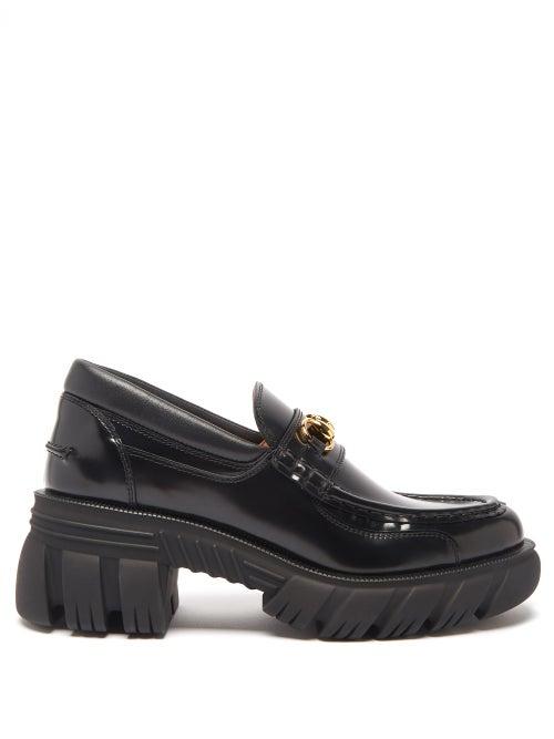 Gucci - Romance Horsebit-chain Chunky-sole Leather Loafers - Womens - Black