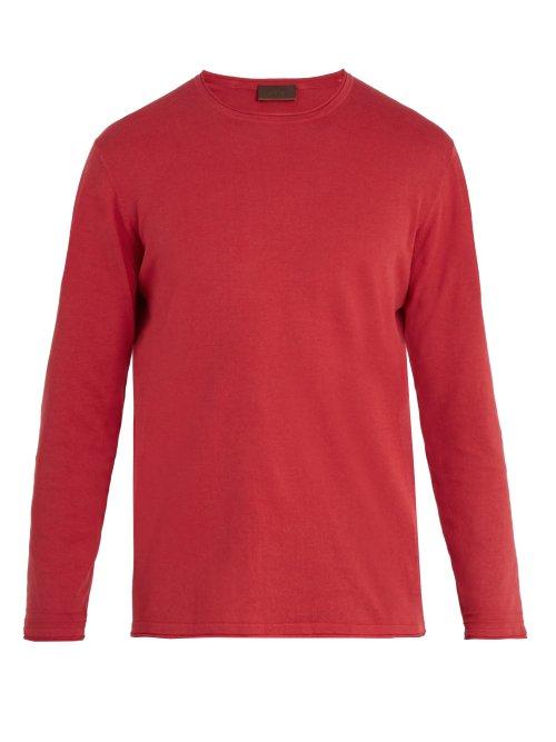 Matchesfashion.com Altea - Crew Neck Linen And Cotton Blend Sweater - Mens - Red