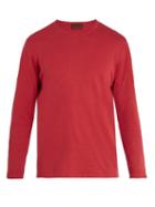 Matchesfashion.com Altea - Crew Neck Linen And Cotton Blend Sweater - Mens - Red