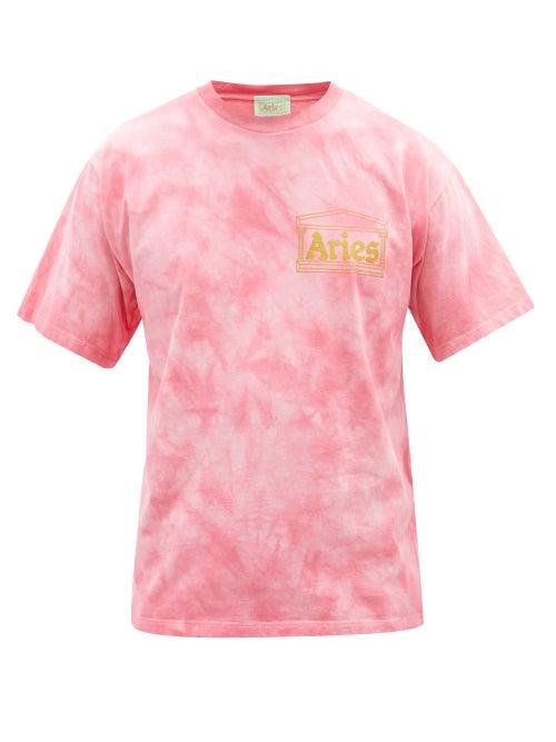 Aries - Temple Tie-dye Cotton-jersey T-shirt - Mens - Pink