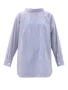 Matchesfashion.com Balenciaga - Double-back Striped Cotton-blend Shirt - Womens - Blue