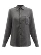 Umit Benan B+ - Patch Pocket Cashmere And Silk-blend Twill Shirt - Womens - Grey