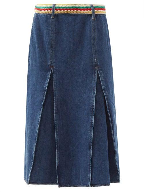 Matchesfashion.com Wales Bonner - Saint Catherine Denim Midi Skirt - Womens - Denim