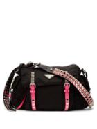 Matchesfashion.com Prada - Vela Leather Trimmed Cross Body Bag - Womens - Black Pink
