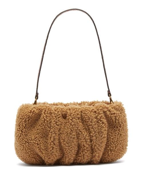 Staud - Bean Shearling-fleece Shoulder Bag - Womens - Beige