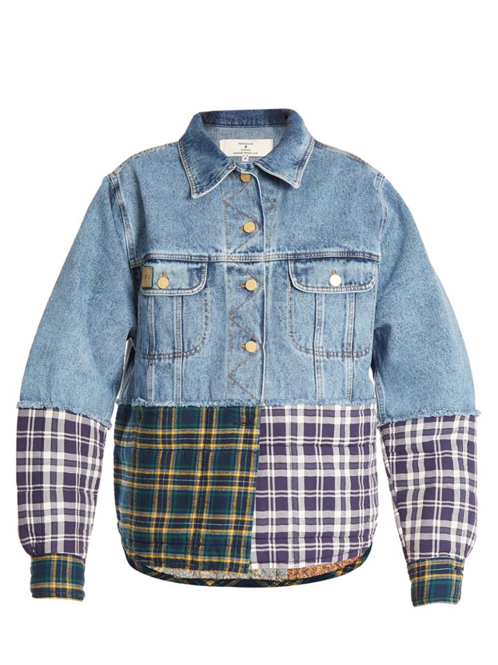 Natasha Zinko Oversized Checked-panel Denim Jacket