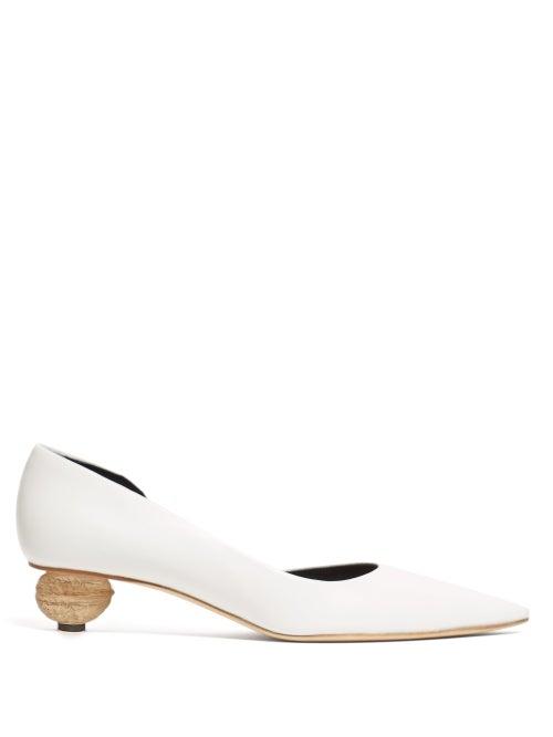 Matchesfashion.com Loewe - Walnut Heel Leather Pumps - Womens - White