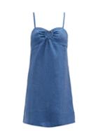 Matchesfashion.com Belize - Luna Cut Out Linen Mini Dress - Womens - Denim