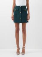 Alessandra Rich - Boucle Wool-blend Mini Skirt - Womens - Dark Green