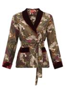 Matchesfashion.com F.r.s - For Restless Sleepers - Armonia Tiger Print Silk Wrap Jacket - Womens - Khaki Multi