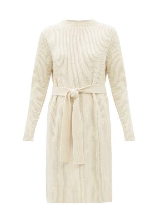 Raey - Recycled-cashmere Blend Ribbed Knee-length Dress - Womens - Ivory