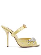 Matchesfashion.com Dolce & Gabbana - Crystal-embellished Satin Sandals - Womens - Yellow