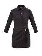 Jacquemus - Jocou Asymmetric Wool-blend Crepe Shirt - Womens - Black