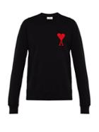 Matchesfashion.com Ami - Logo Embroidered Cotton Sweatshirt - Mens - Black