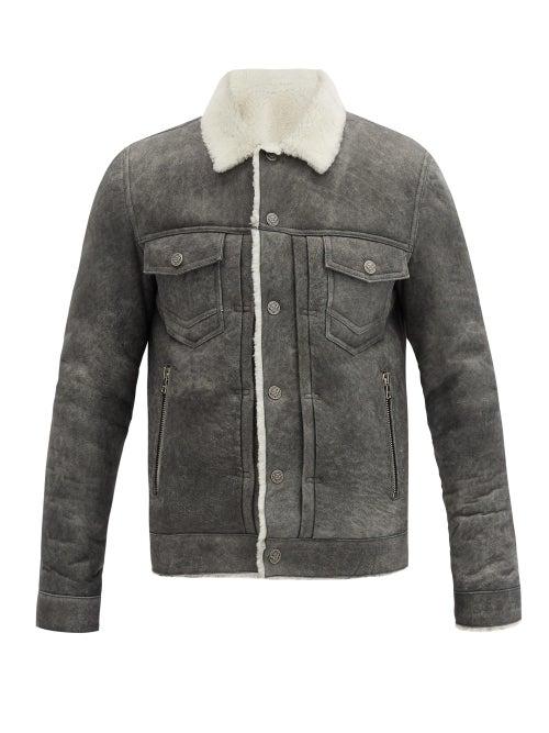 Matchesfashion.com Balmain - Shearling Overshirt Jacket - Mens - Grey