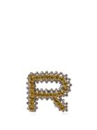 Matchesfashion.com Rochas - R Initial Crystal Embellished Brooch - Womens - Yellow
