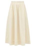 Totme - Gathered Cotton-poplin Midi Skirt - Womens - Cream