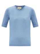 Matchesfashion.com Gucci - Short-sleeved Cashmere Sweater - Womens - Blue