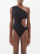 Norma Kamali - One-shoulder Cutout Swimsuit - Womens - Black