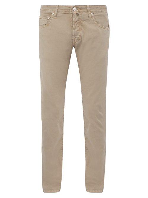 Matchesfashion.com Jacob Cohn - Mid Rise Slim Leg Trousers - Mens - Beige