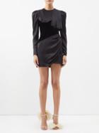 Alessandra Rich - Crystal-embellished Velvet And Satin Mini Dress - Womens - Black
