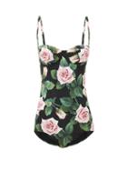 Matchesfashion.com Dolce & Gabbana - Balconette Rose-print Swimsuit - Womens - Black Print