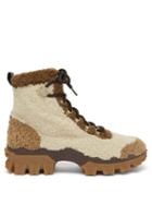 Matchesfashion.com Moncler - Helis Faux-shearling Hiking Boots - Womens - Beige Multi