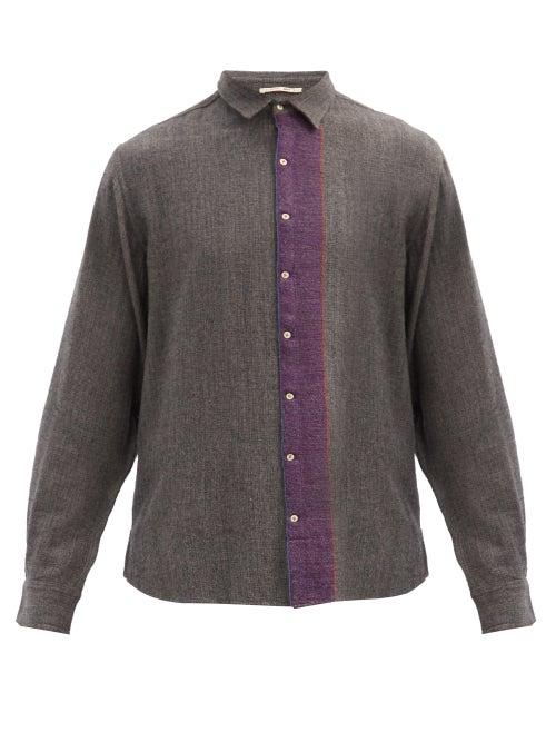 Matchesfashion.com Pro - Long-sleeved Striped Wool Shirt - Mens - Dark Grey