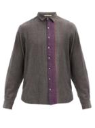 Matchesfashion.com Pro - Long-sleeved Striped Wool Shirt - Mens - Dark Grey