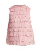 Matchesfashion.com Jupe By Jackie - Bagana Tiered Ruffle Silk Organza Top - Womens - Light Pink