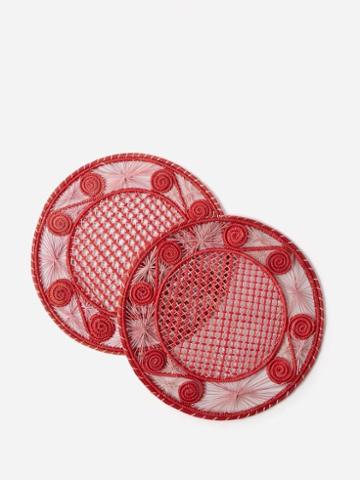 Cabana Magazine - Set Of Two Cartagena Wicker Placemats - Womens - Red Pink
