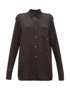 Matchesfashion.com Ann Demeulemeester - Nanette Dropped Pocket Satin Shirt - Womens - Black