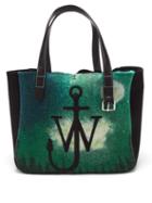 Jw Anderson - Northern Lights-print Wool-blend Felt Tote Bag - Womens - Black Green