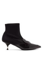 Matchesfashion.com Prada - Neoprene And Leather Ankle Boots - Womens - Black