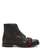 Gucci Web-strapped Leather Boots