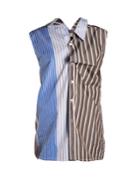Marni Sleeveless Contrast-panel Striped Shirt