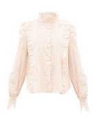 Matchesfashion.com See By Chlo - Pintucked Ruffle-trim Cotton Victoriana Blouse - Womens - Light Pink