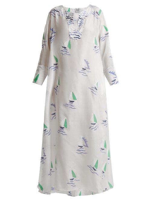 Matchesfashion.com Thierry Colson - Rock The Boat Printed Maxi Dress - Womens - Blue Multi