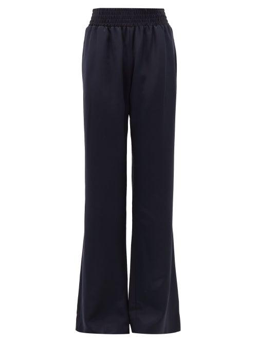 Matchesfashion.com Gabriela Hearst - Themis High-rise Silk Flared Trousers - Womens - Dark Navy