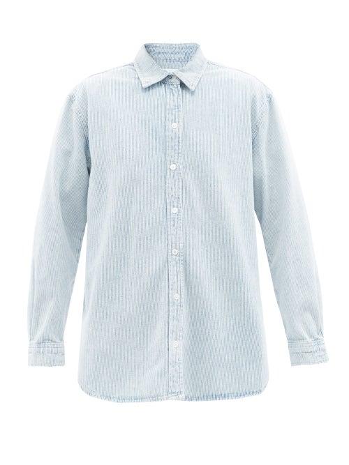 Frame - The Beach Striped-denim Shirt - Womens - Light Denim