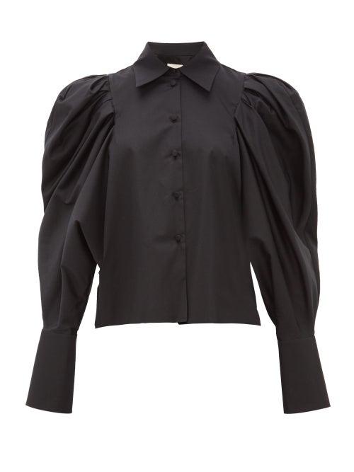 Matchesfashion.com Khaite - Brianne Balloon Sleeve Cotton Shirt - Womens - Black