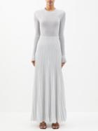 Khaite - Keese Pleated Lurex-jersey Maxi Dress - Womens - Grey