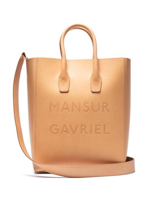 Matchesfashion.com Mansur Gavriel - Logo Ns Leather Tote - Womens - Brown Multi