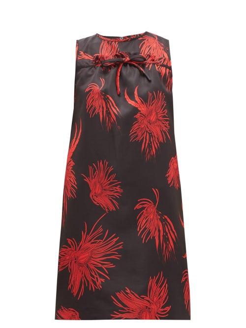 Matchesfashion.com No. 21 - Floral Print Satin Mini Dress - Womens - Black Red