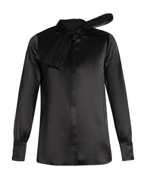 Saint Laurent Silk And Tulle-bow Shirt