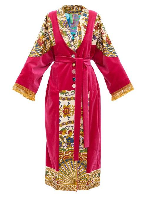Matchesfashion.com Rianna + Nina - Vintage Patchwork Embroidered Velvet Coat - Womens - Black Multi